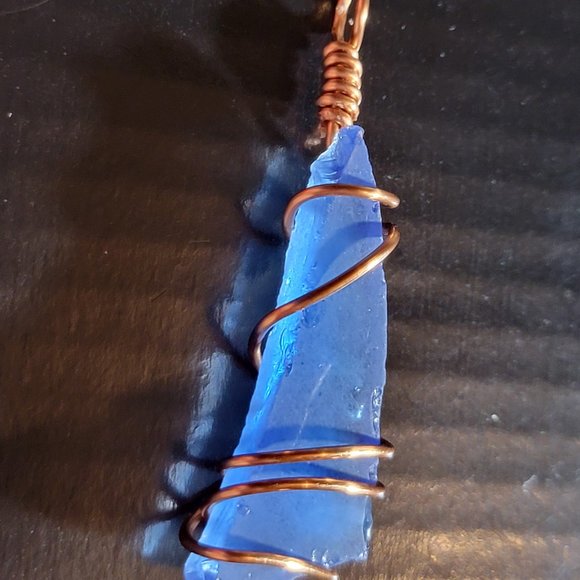 Blue Sea Glass Necklace - Picture 4 of 6